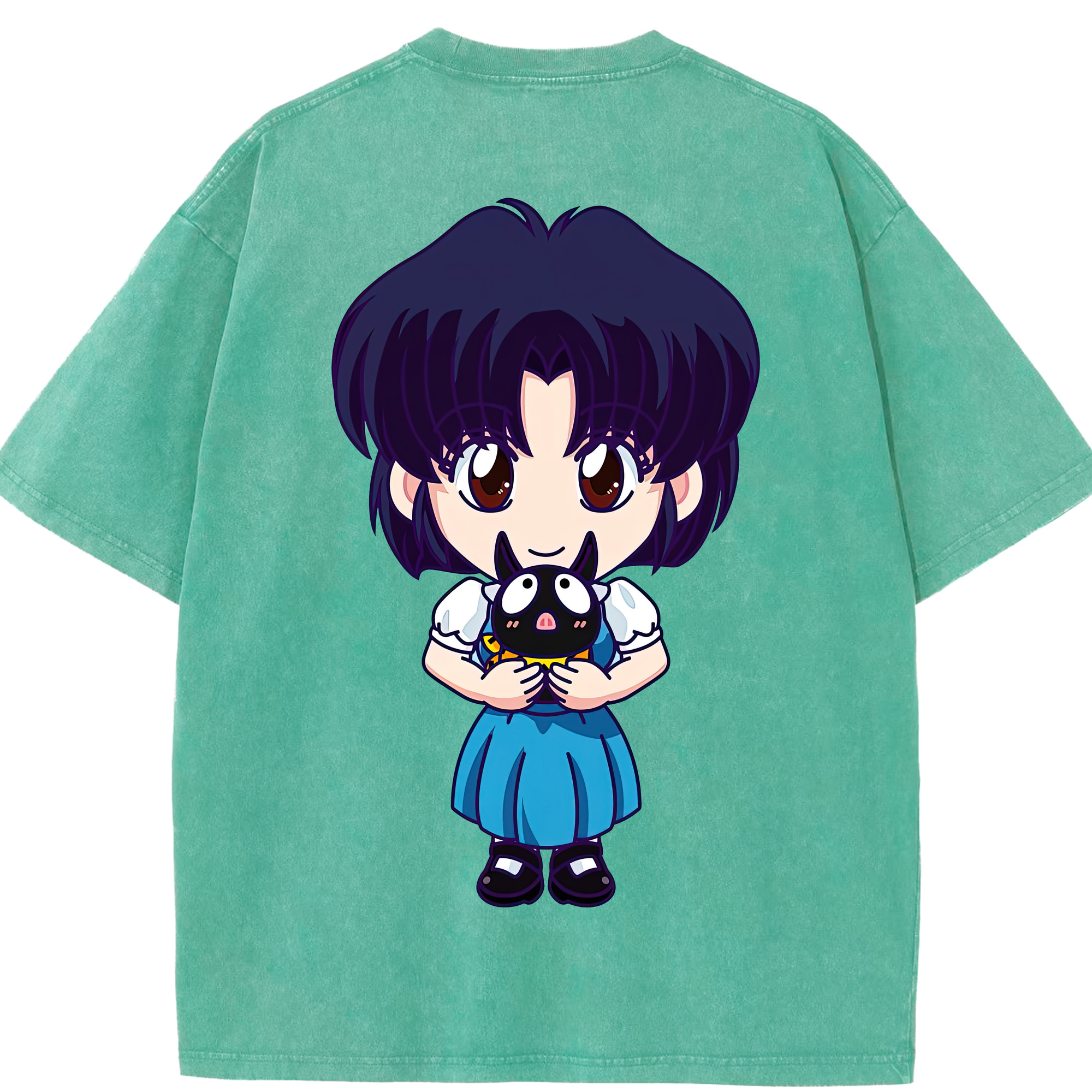 （画像用） 美少女戦士セーラームーン 水野 亜美 みずの あみ Sailor Moon Mizuno Ami 綿100% ヴィンテージ風 半袖Tシャツ（背面プリント）